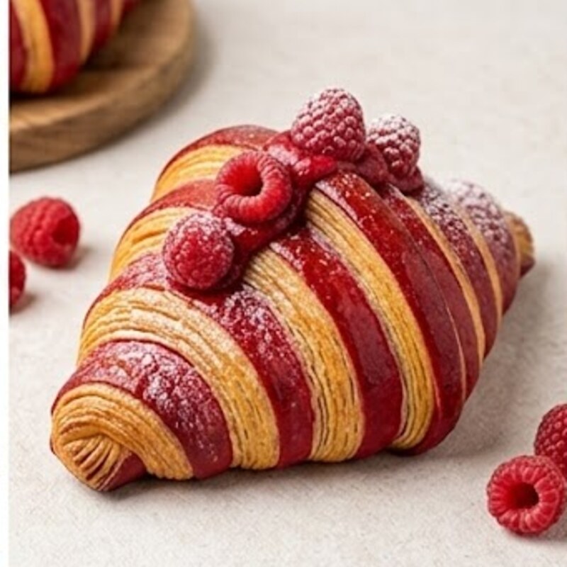 Croissant de frambuesa con azúcar impalpable